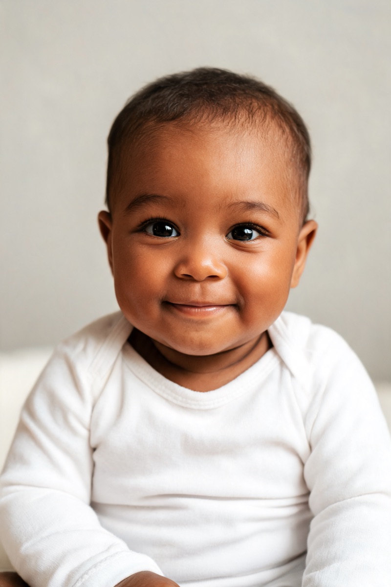 Diverse AI baby generator portrait with warm brown skin