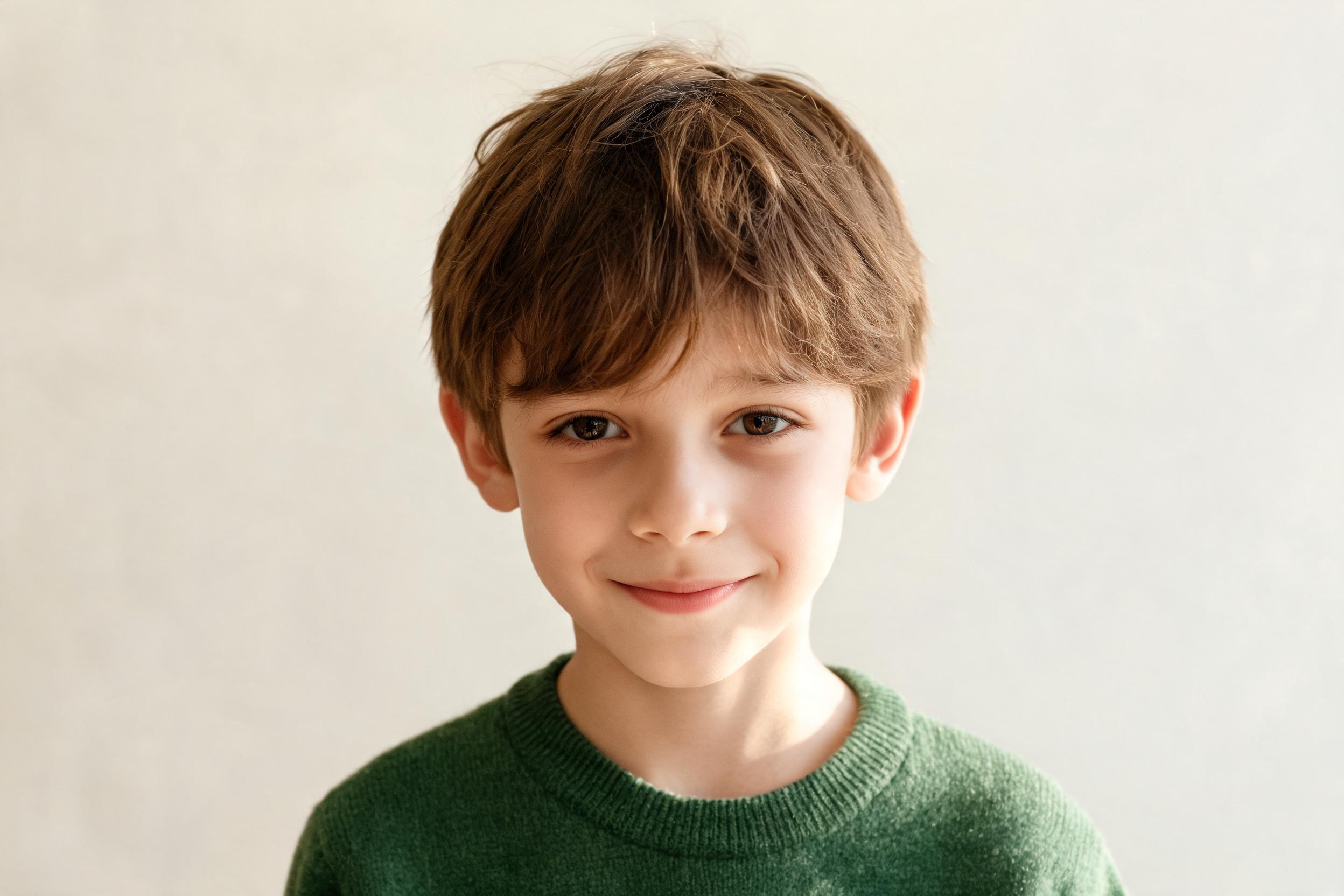 Realistic child boy portrait preview
