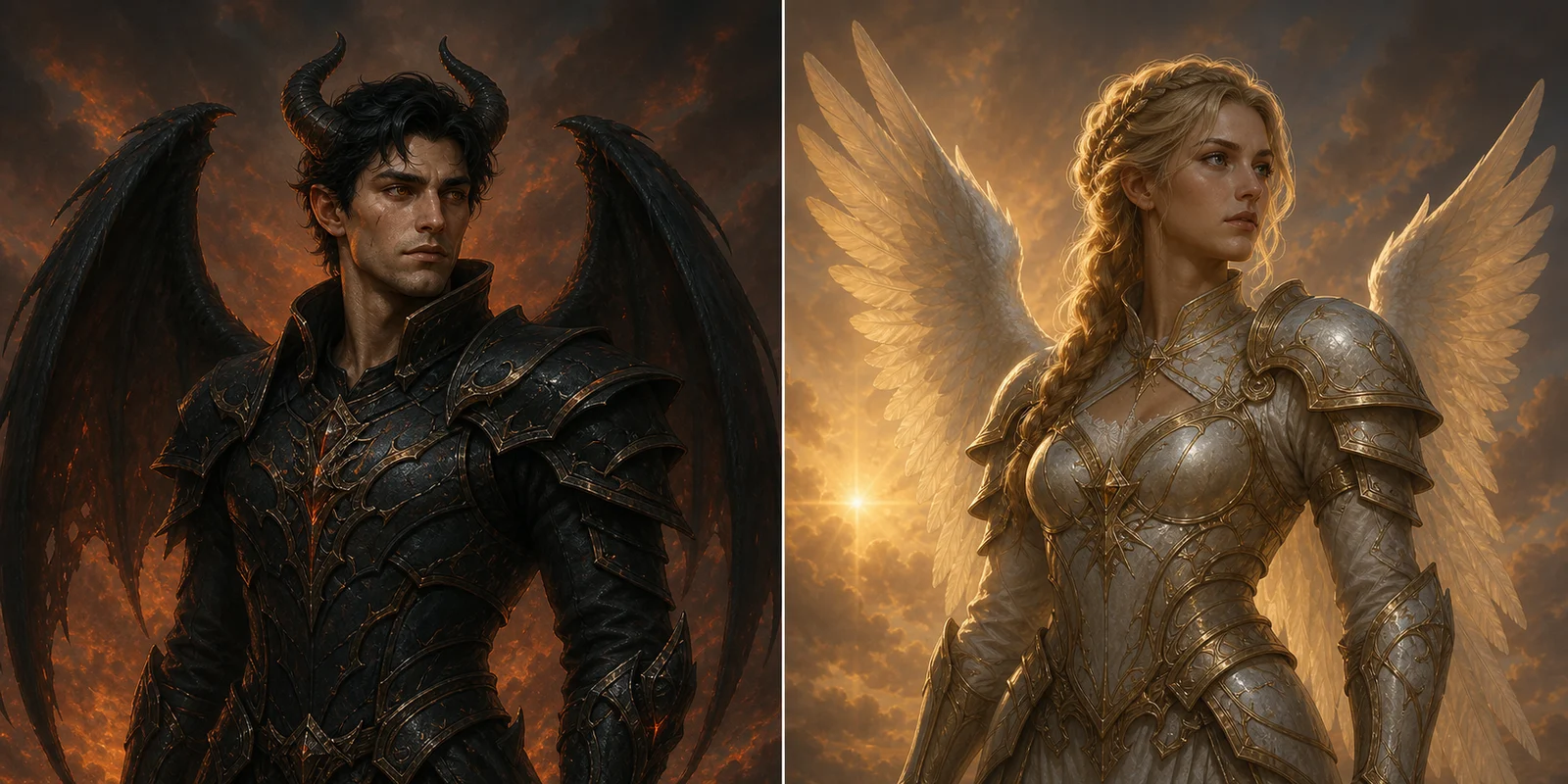 Template do criador de matching PFP: guardiões anjo e demônio cinematográficos