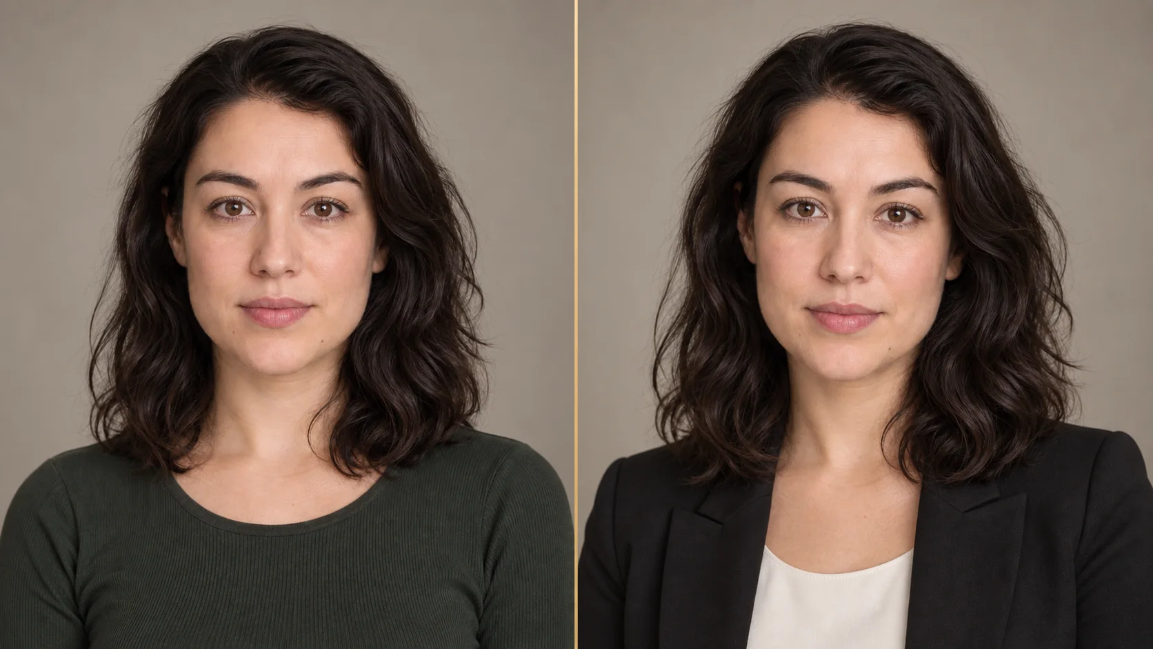Portrait photo alongside Corporate style business headshot